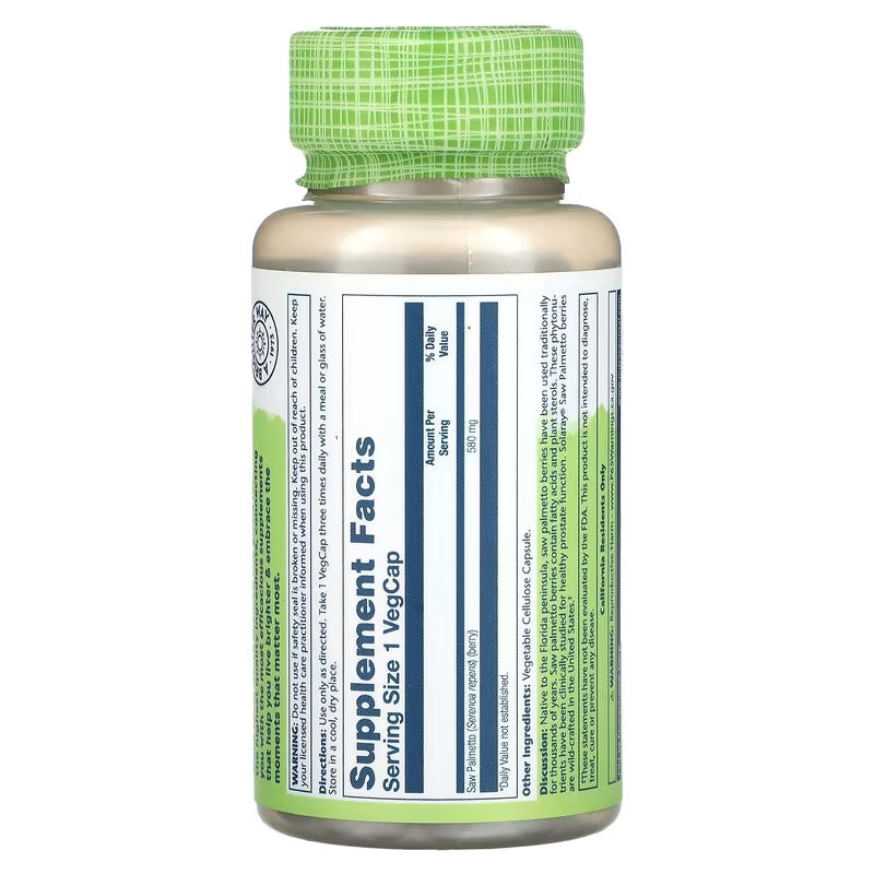 Solaray, True Herbs Saw Palmetto, 580 mg, 50 Vegan Caps - Galeri