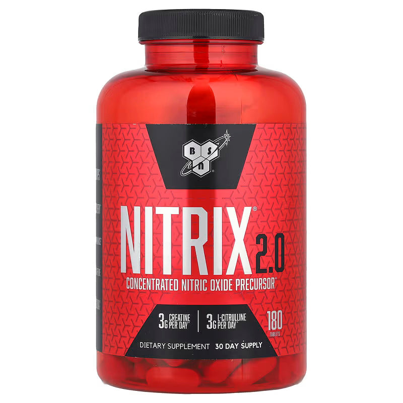 BSN, Nitrix 2.0 Nitric Oxide Creatine Monohydrate L-Citrulline 180 Tablets