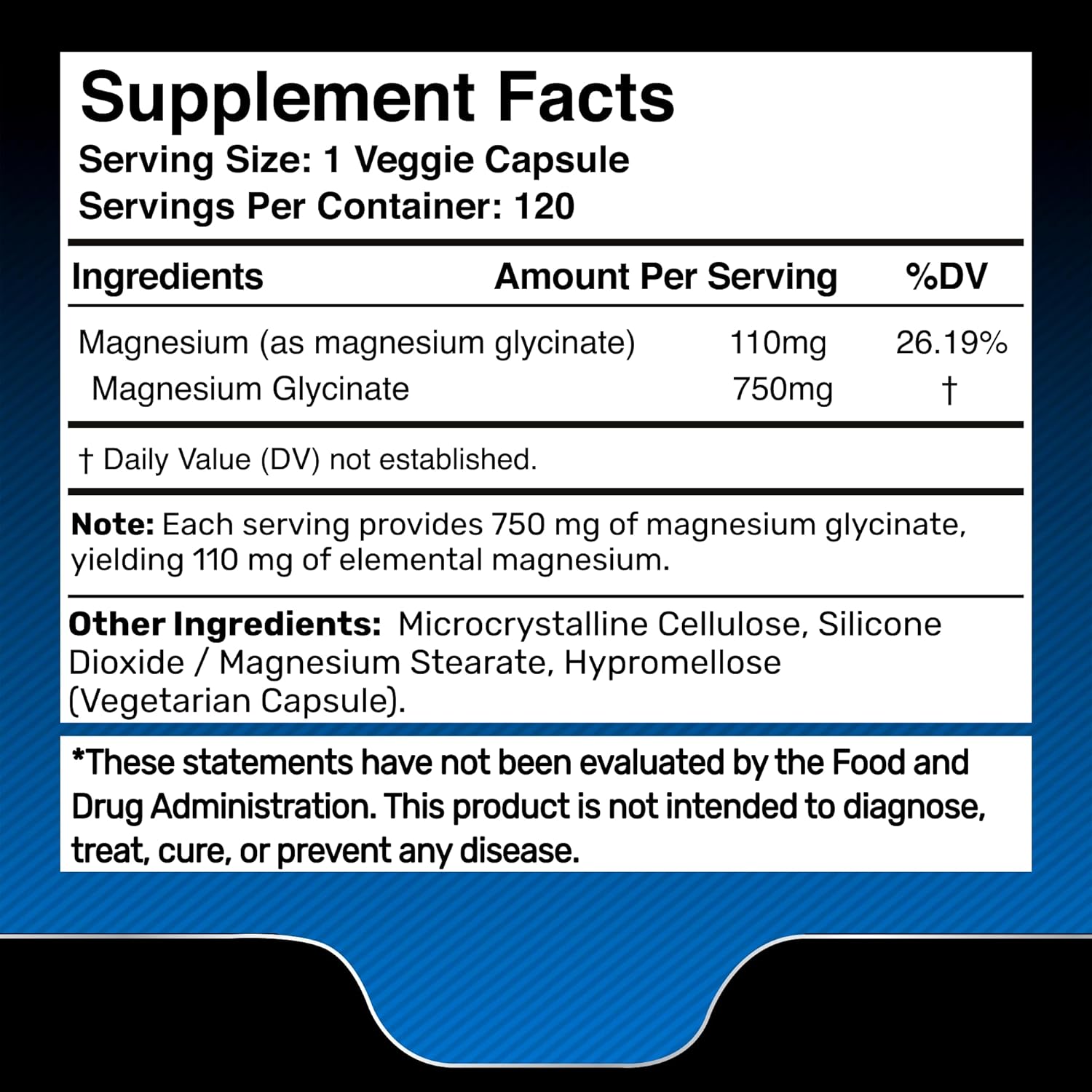 Wellness Labs Magnesium Glycinate for Magnesium Chelate Women and Men 750mg 120 Caps - Galeri