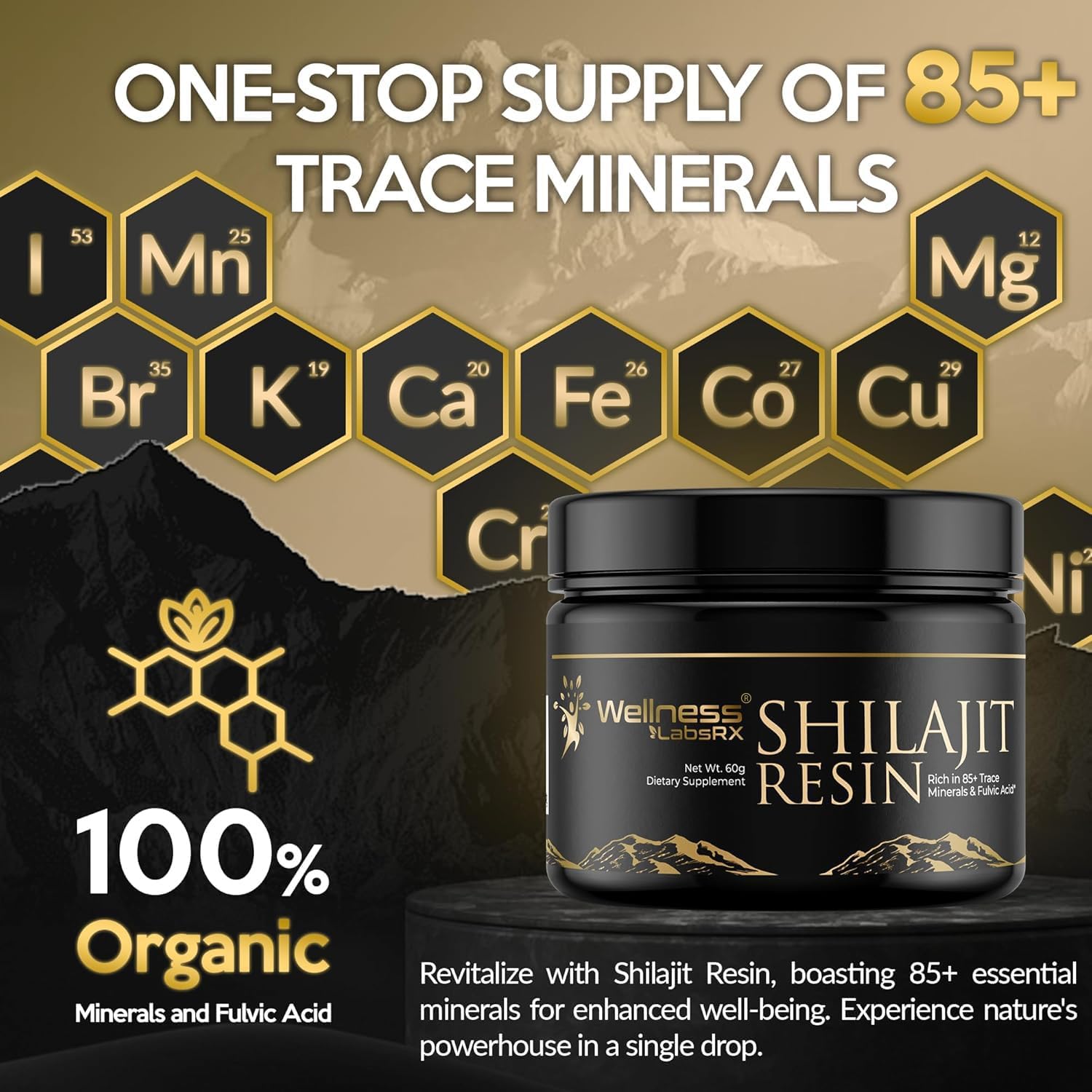 Wellness Labs Himalayan Shilajit for Men Resin with Fulvic Acid and Trace Minerals Immune Support 120 Servis - Galeri