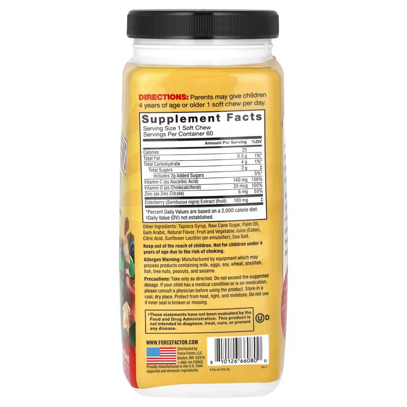 Force Factor Kids Super Chews Immunity Immune Health Apple Berry Burst 60 Soft Chews - Galeri
