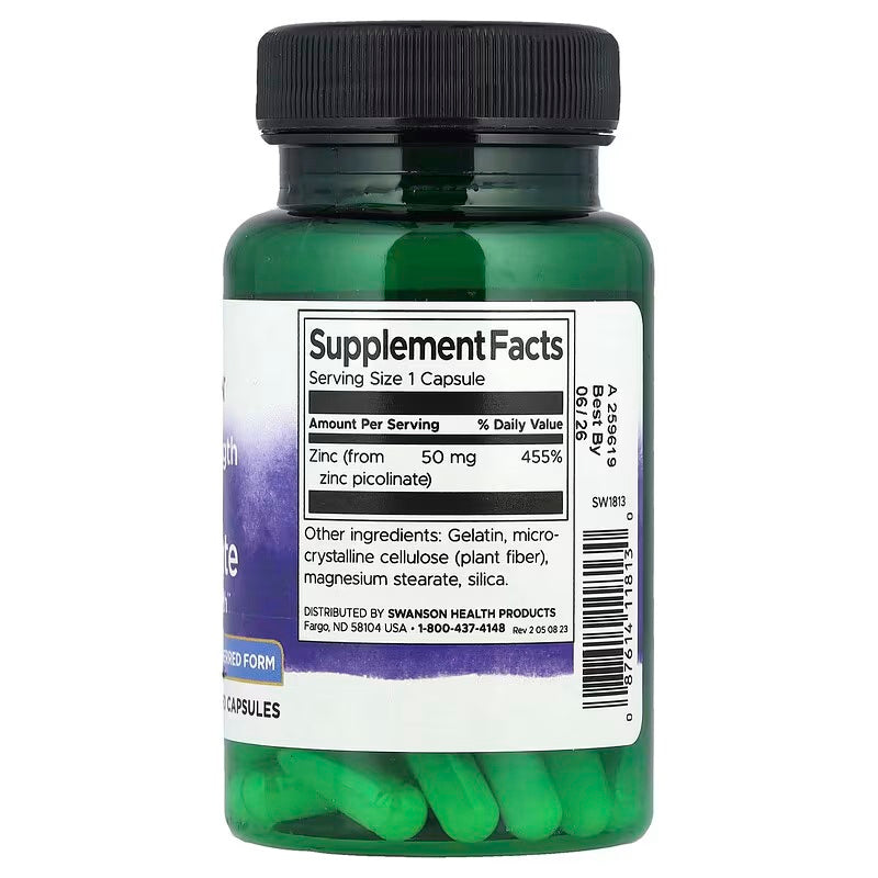 Swanson Zinc Picolinate 50 mg 60 Capsules - Galeri