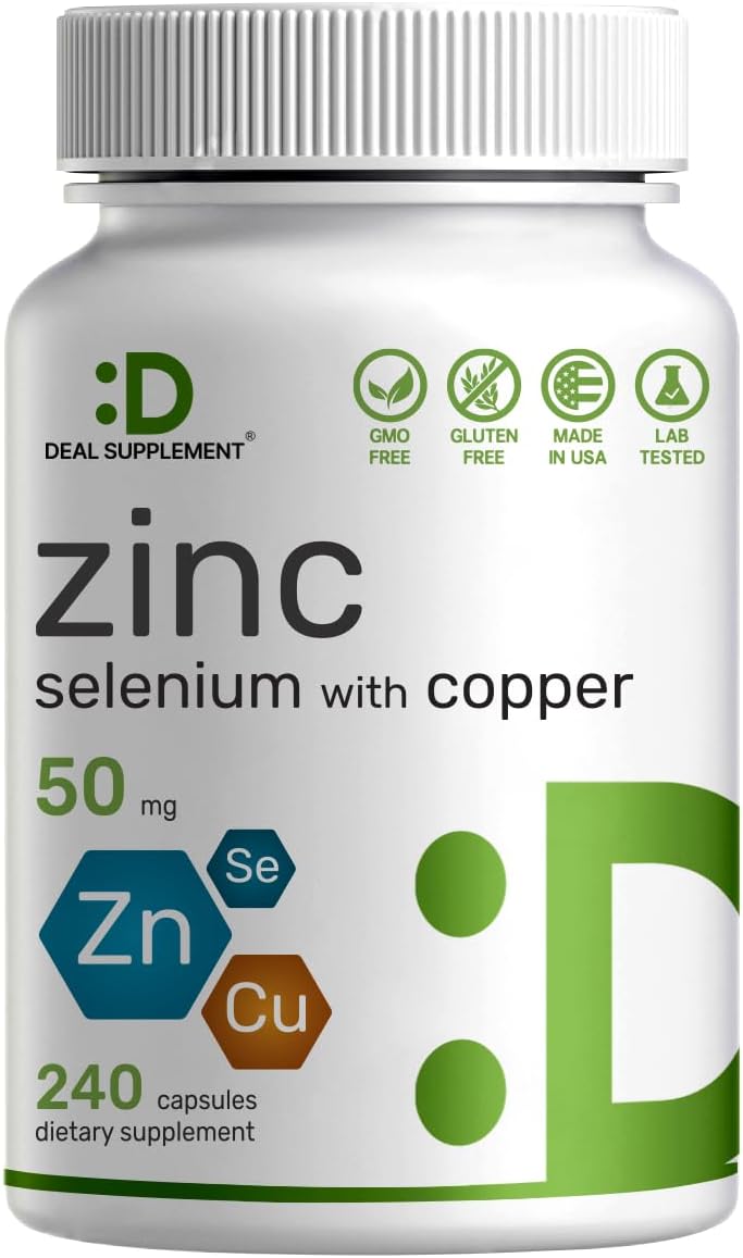 Deal Supplement Zinc Picolinate Çinko 50mg with Selenium + Copper Bakır 240 Caps