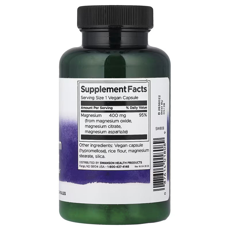 Swanson Triple Magnesium Complex, 400 mg 100 Vegan Caps - Galeri