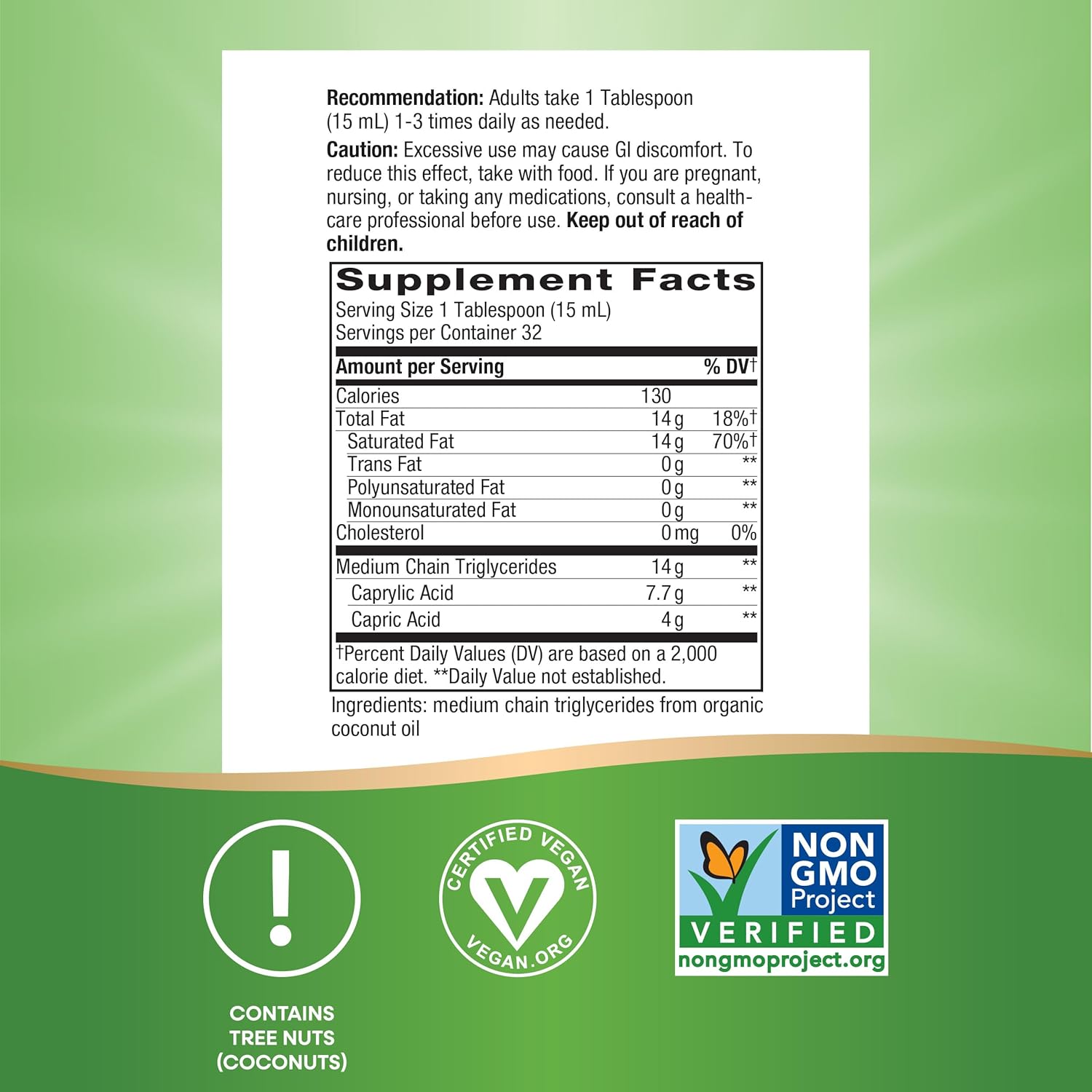 Nature's Way Organic MCT Oil Brain and Body Fuel from Coconuts C8 Caprylic Acid Keto - Galeri