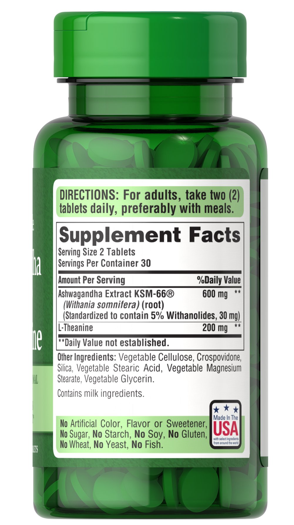 Puritan's Pride Ashwagandha KSM66 & L-Theanine-60 Tablet - Galeri