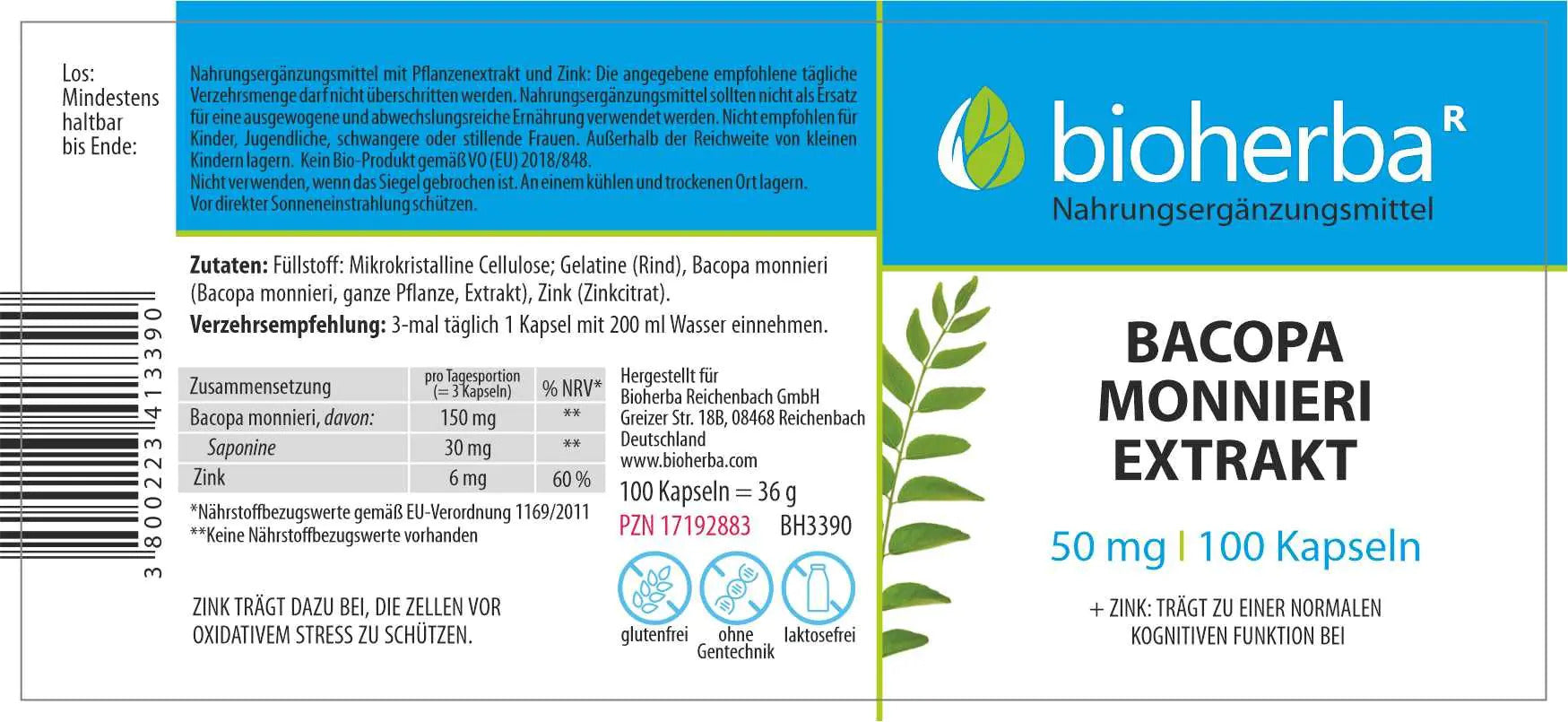 Bioherba Bacopa Monnieri+Zinc Çinko Extract 50 mg 100 Caps - Galeri