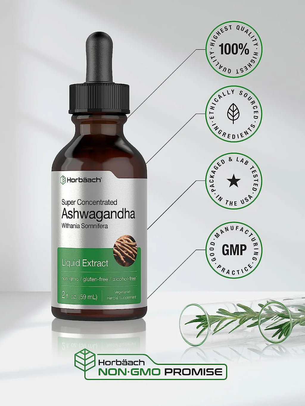 Horbaach Ashwagandha Root | 2oz Liquid 59 ml - Galeri