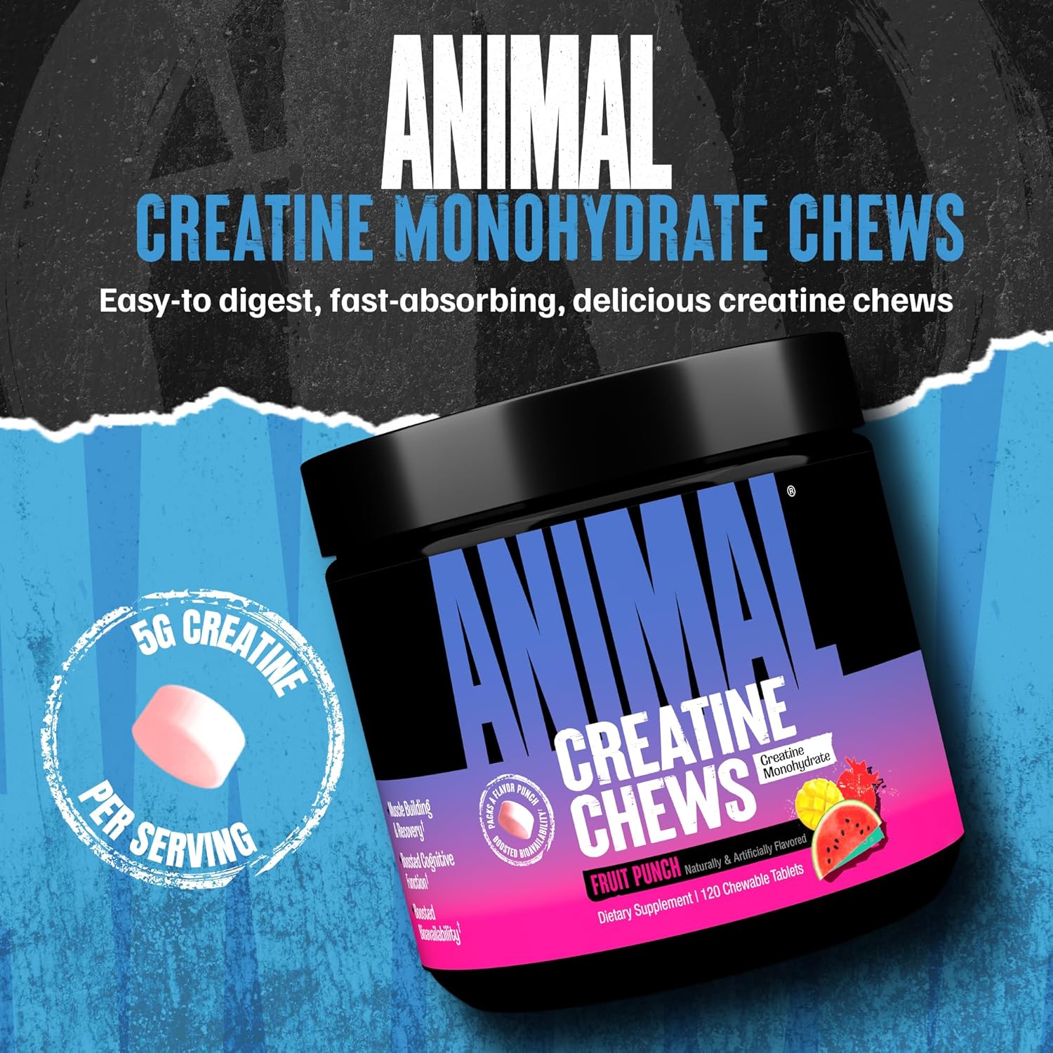 Animal Creatine Chews Tablets - 120 Count - Galeri