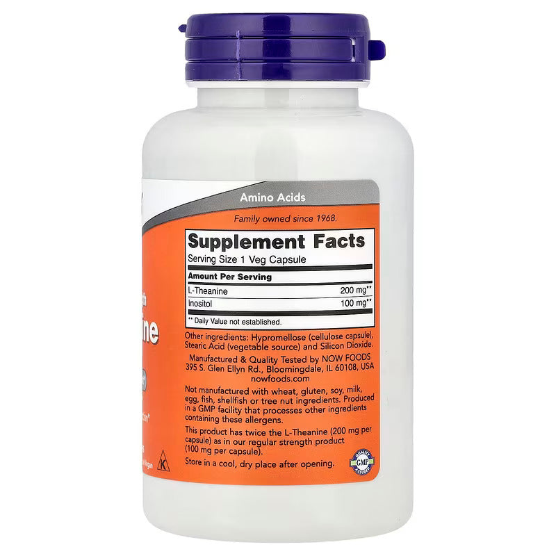NOW Foods Double Strength L-Theanine with inositol 120 Veg Capsules - Galeri