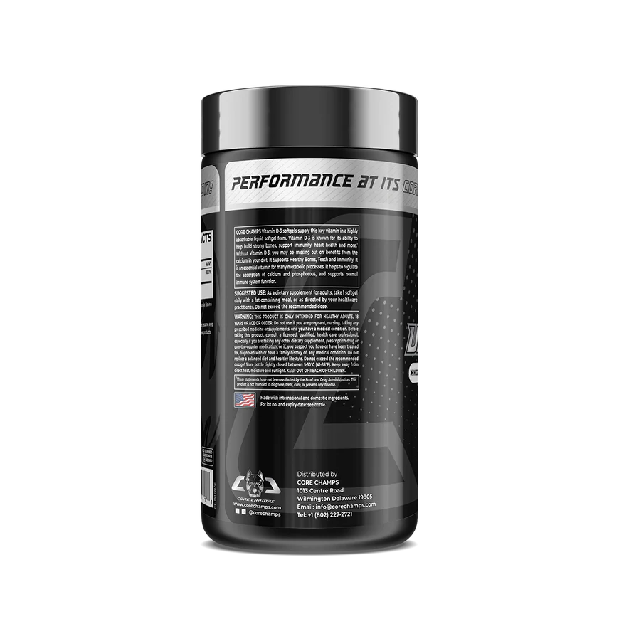Core Champs Vitamin D3 5000 IU 120 Softgels - By Kai Greene - Galeri