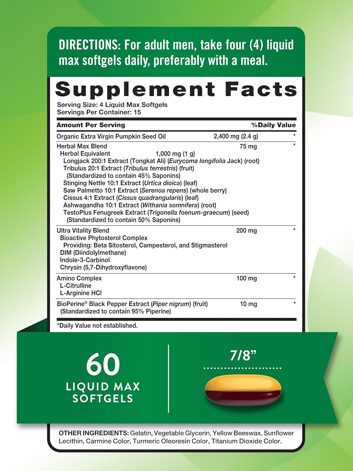 Nature's Truth, Testo Powerful Longjack Tongkat Ali+Tribulus+Fenugreek+Dım+İndole 60 Liquid Max Softgels - Galeri