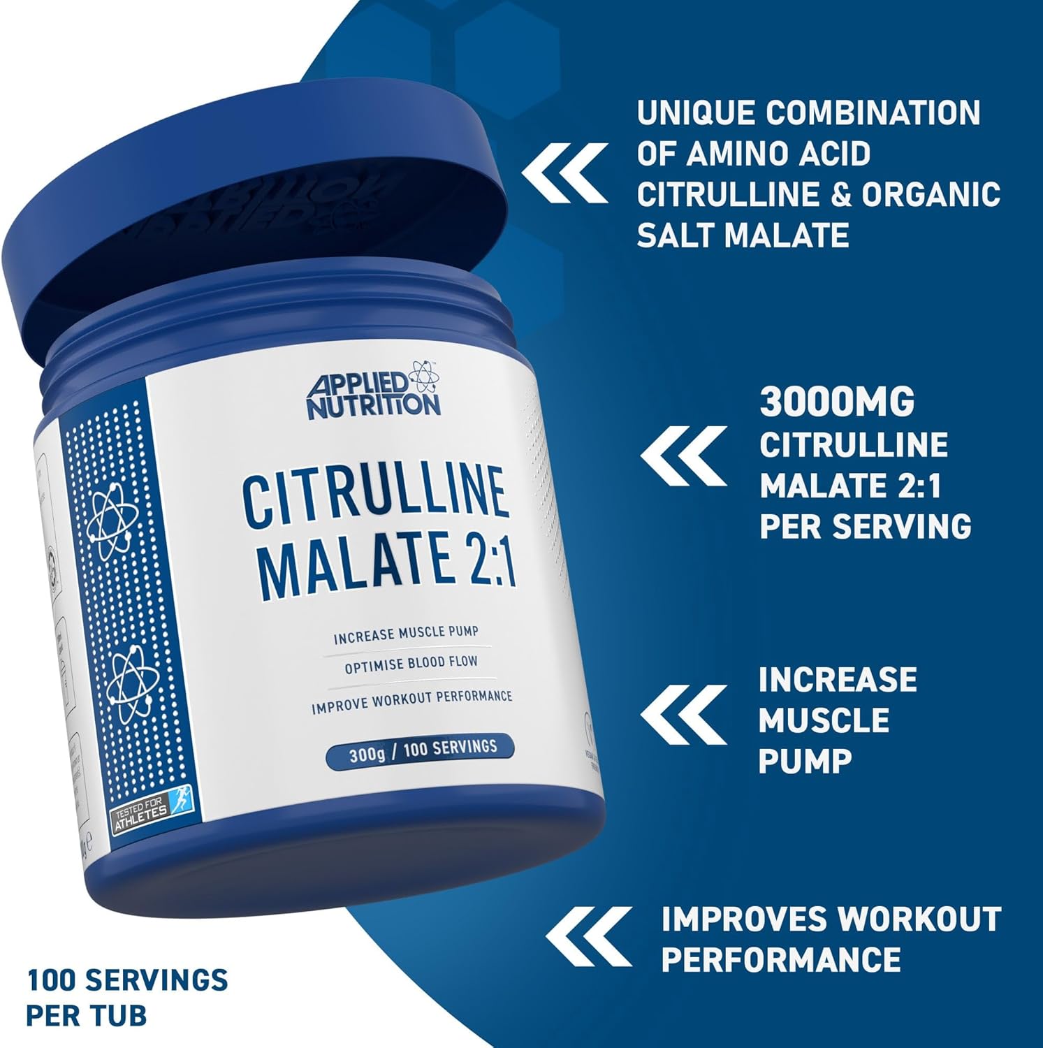 Applied Nutrition Citrulline Malate 2:1 3000mg Nitric Oxide Muscle Recovery 300 g - Galeri