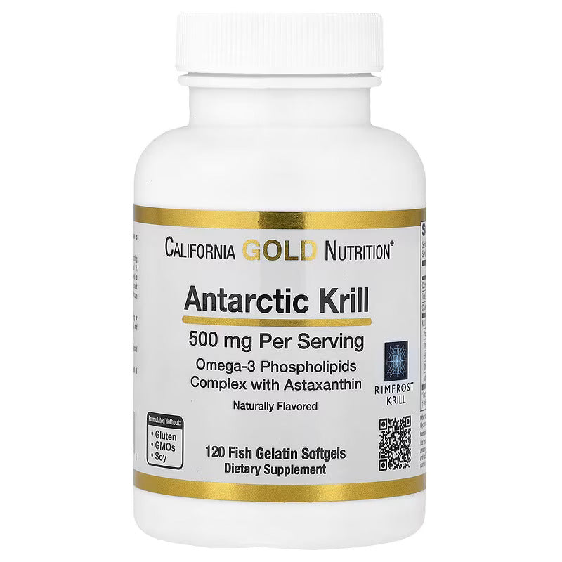 California Gold Nutrition Antarctic Krill Oil Omega-3 EPA DHA Phospholipids Astaxanthin 120 Fish Gelatin Softgels