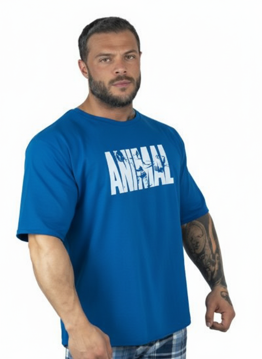 Oversize Tisort Animal Mavi