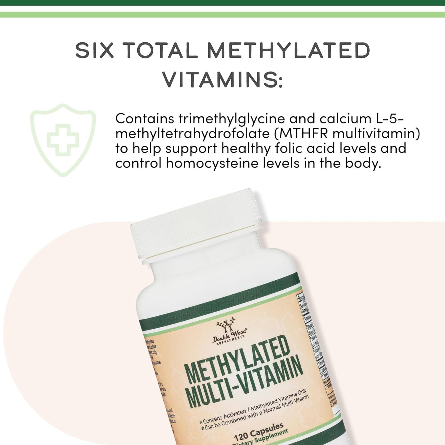 DOUBLE WOOD Methylated Multivitamin B Complex B6-B12 with TMG 120 Caps - Galeri