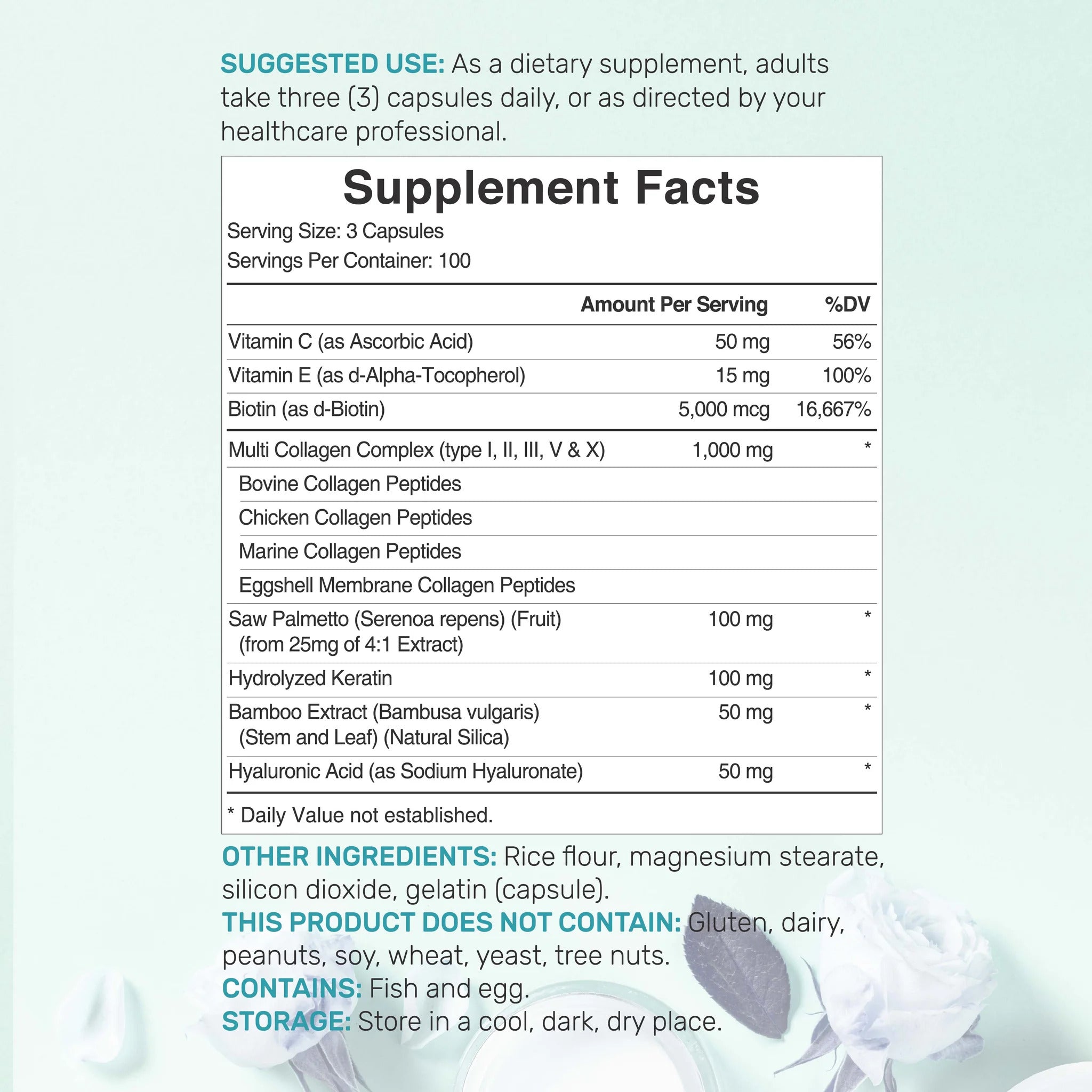 Deal Supplement Multi-Collagen Pills for Women with Vitamin C, E, & Biotin, 300 Capsules - Galeri