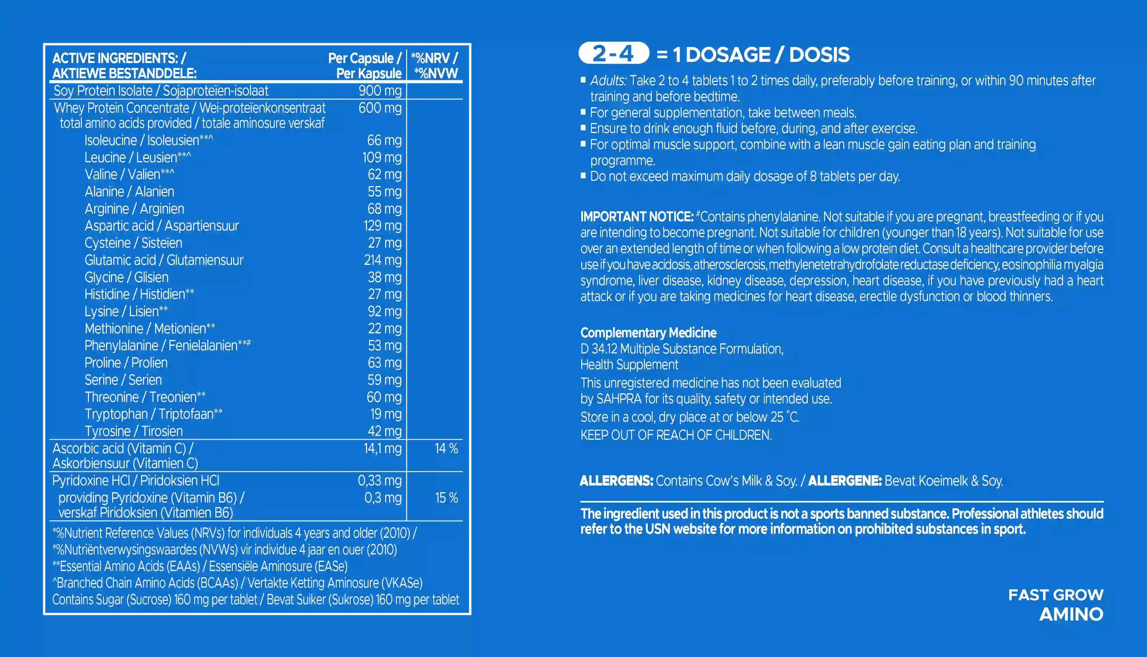 USN Fast Test Growt Amino+Bcaa (Whey Protein concentrate) 2 1 1  - 120 Tablet - Galeri