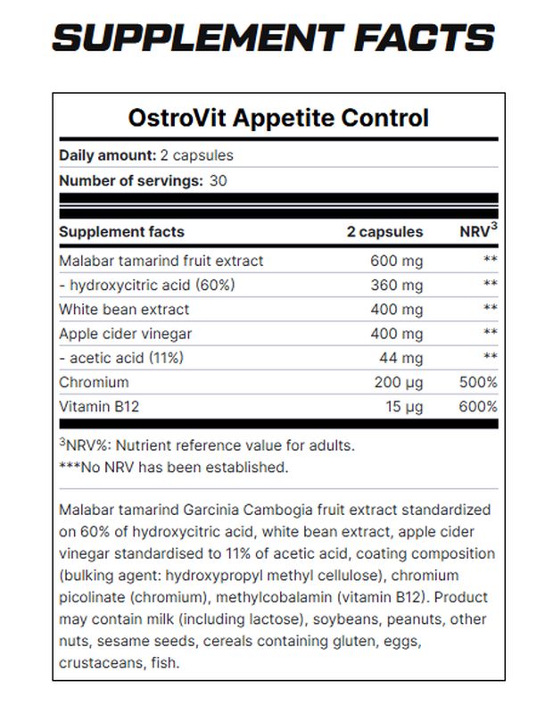 OstroVit Appetite Control Hca Garcinia cambogia Apple cider vinegar 60 caps - Galeri