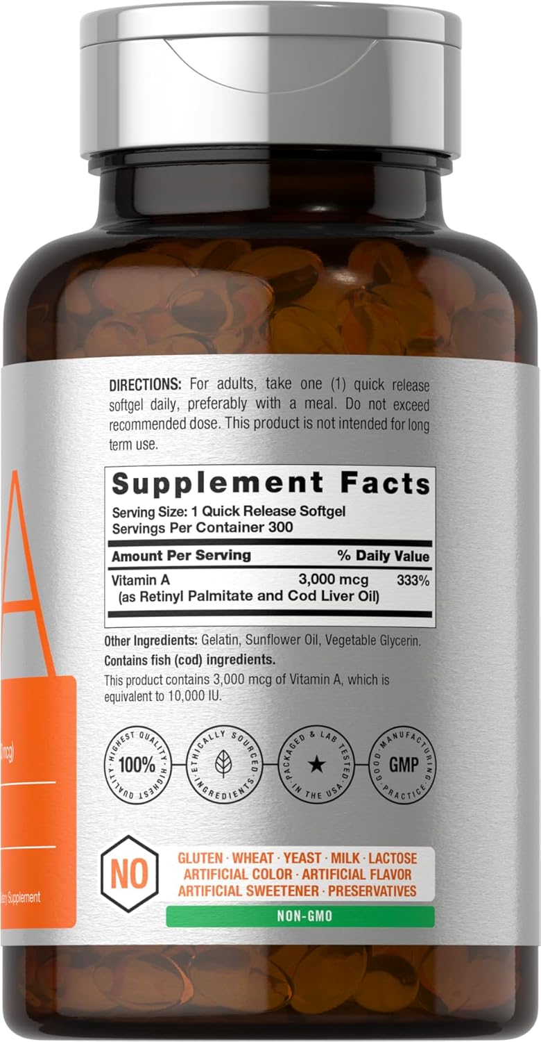 Horbäach Vitamin A 10000 IU 300 Softgels - Galeri