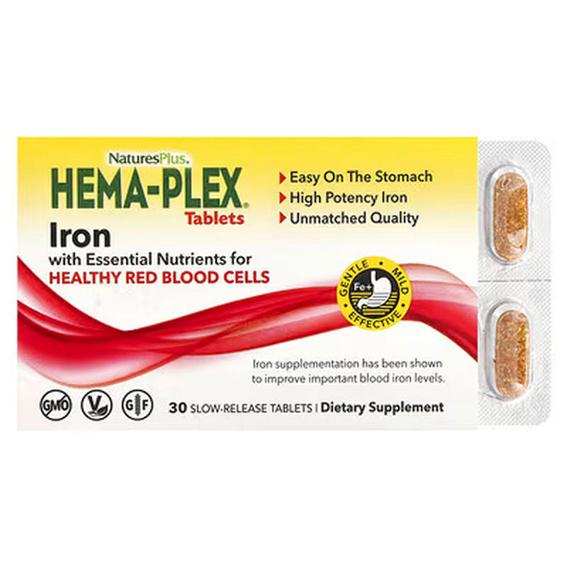 Natures Plus Hema-Plex Iron (B12 +B6 + Niacin + Demir + Zinc)- 30 Slow-Release Tablet - Galeri