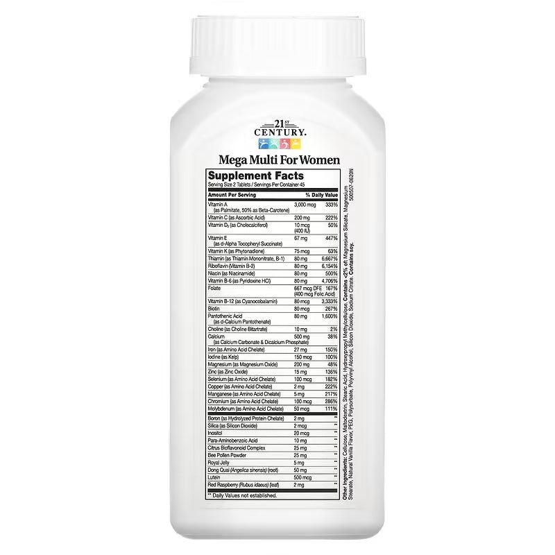 21st Century Mega Multi Vitamin for Women B1+molybdenum+Boron+İnositol 90 Tablet Bayanlara özel - Galeri