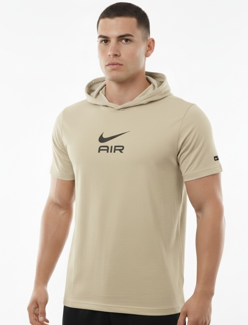 NIKE Air Baskılı Kapişonlu Krem Rengi Tişört