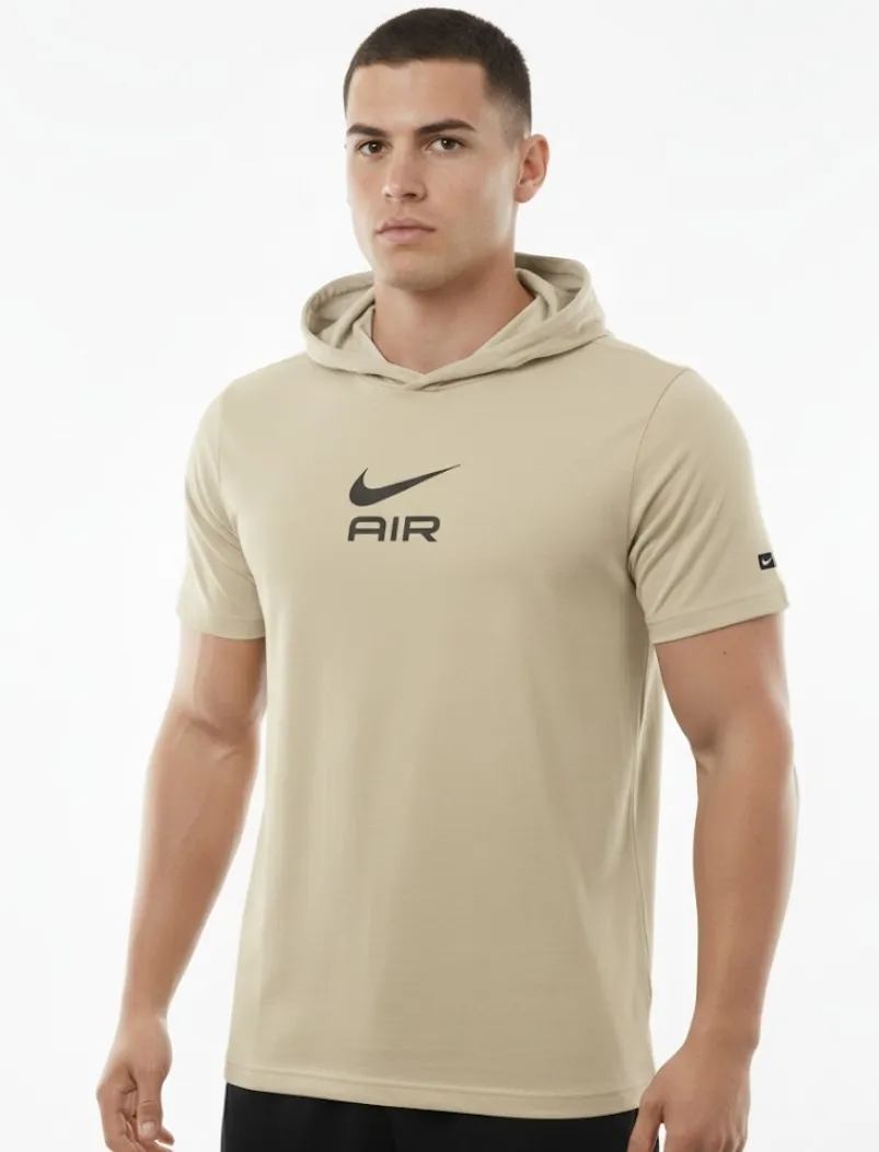 NIKE Air Baskılı Kapişonlu Krem Rengi Tişört