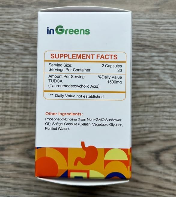 inGreens TUDCA High Pure Tauroursodeoxycholic Salts Liver Cleanse Detox and Repair 1500 mg 60 Caps - Galeri