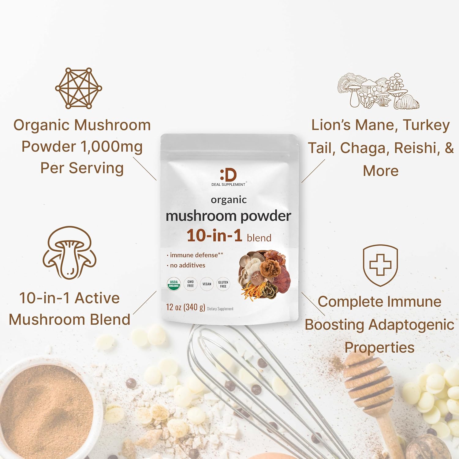 Deal Supplement Organic Mushroom Powder 10 in 1 - Galeri
