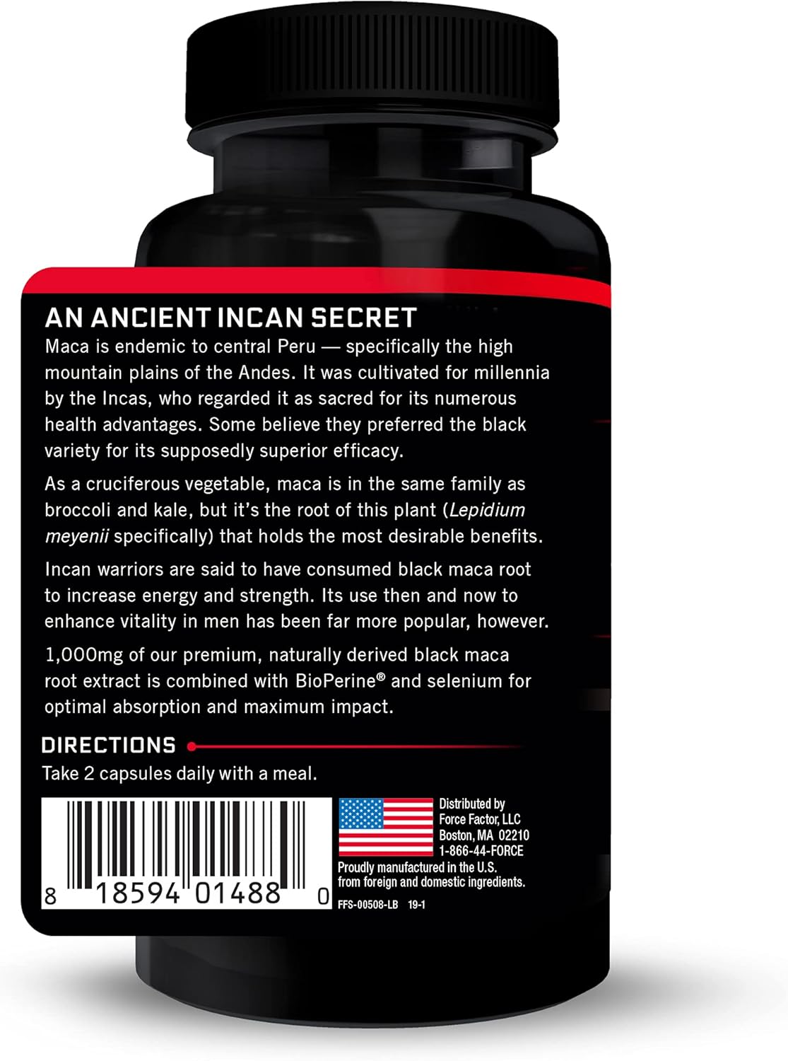 Force Factor Black Maca Root Vitality for Men 1000mg, 60 Capsules - Galeri