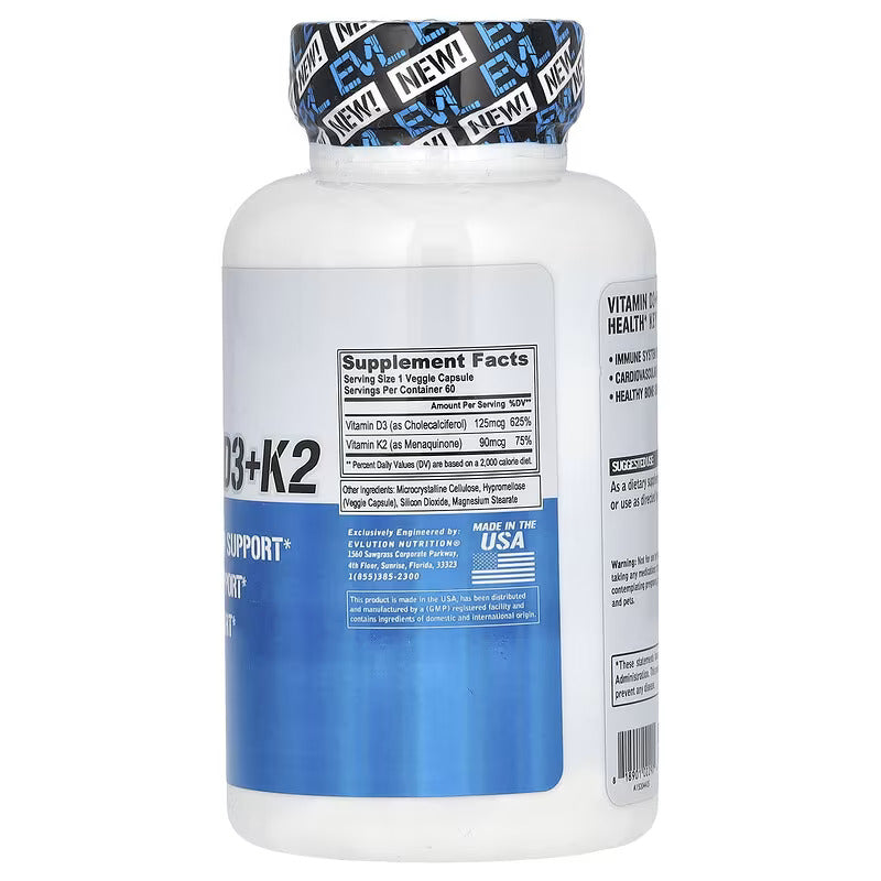 EVLution Nutrition Vitamin D3+K2 60 Veggie Caps - Galeri