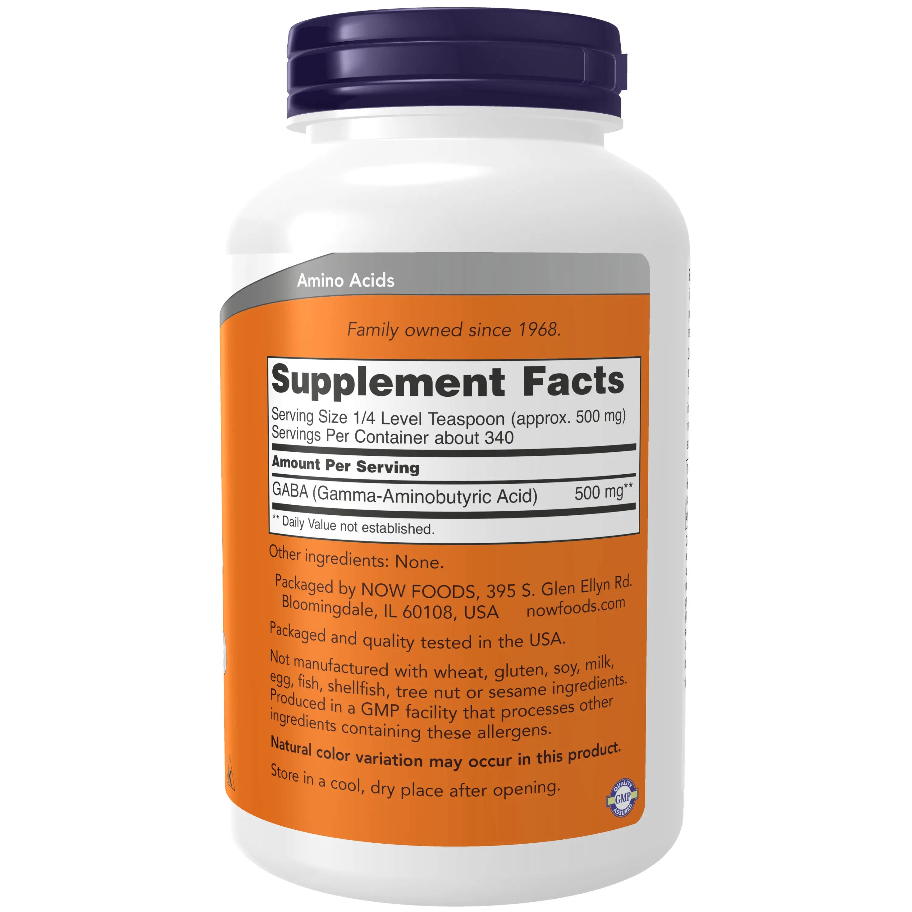 NOW Foods GABA Pure Powder 500 mg  170 g - 340 servis - Galeri