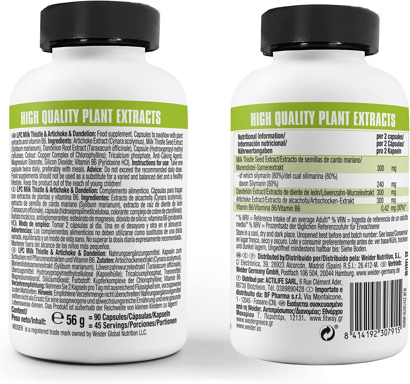 Weider LPC Liver Milk thistle(Deve dikeni)+Artichoke(Enginar) Dandelion Protector Cleanse - 90 caps - Galeri