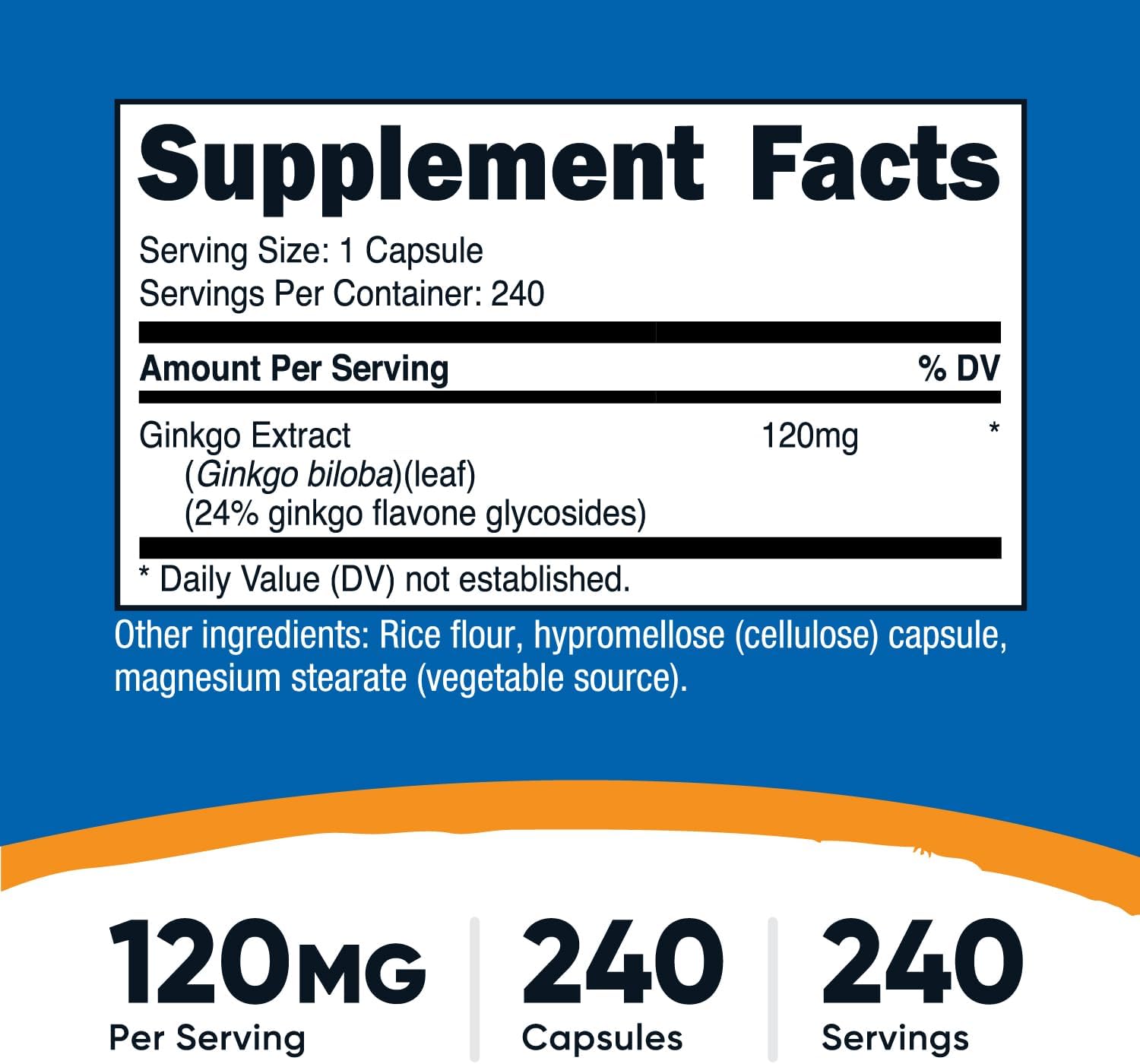 Nutricost Ginkgo Biloba 120 mg 240 Capsules - Galeri