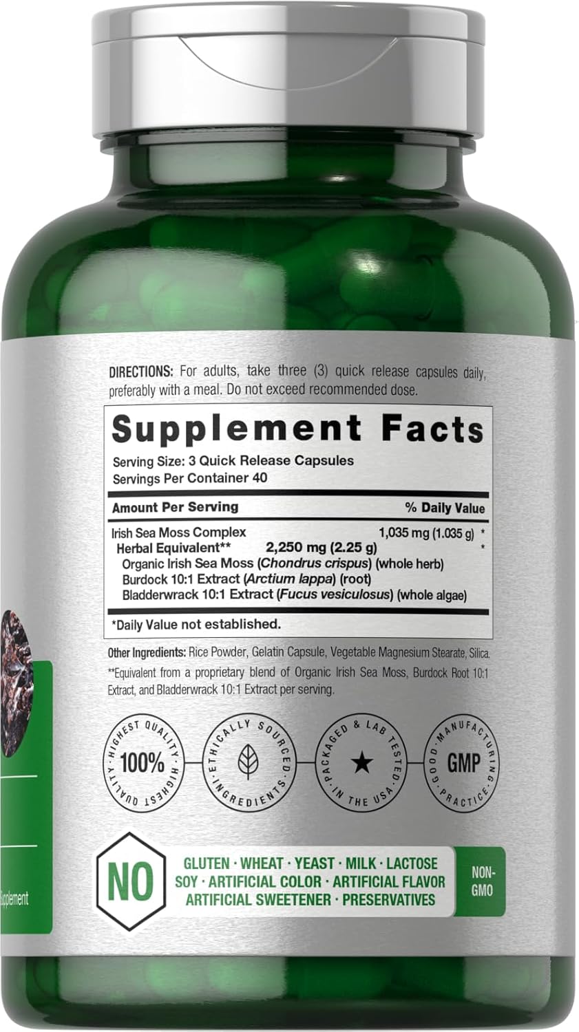 Horbäach Sea Moss Complex Complex Formula with Bladderwrack & Burdock Root 2250mg 120 Caps - Galeri