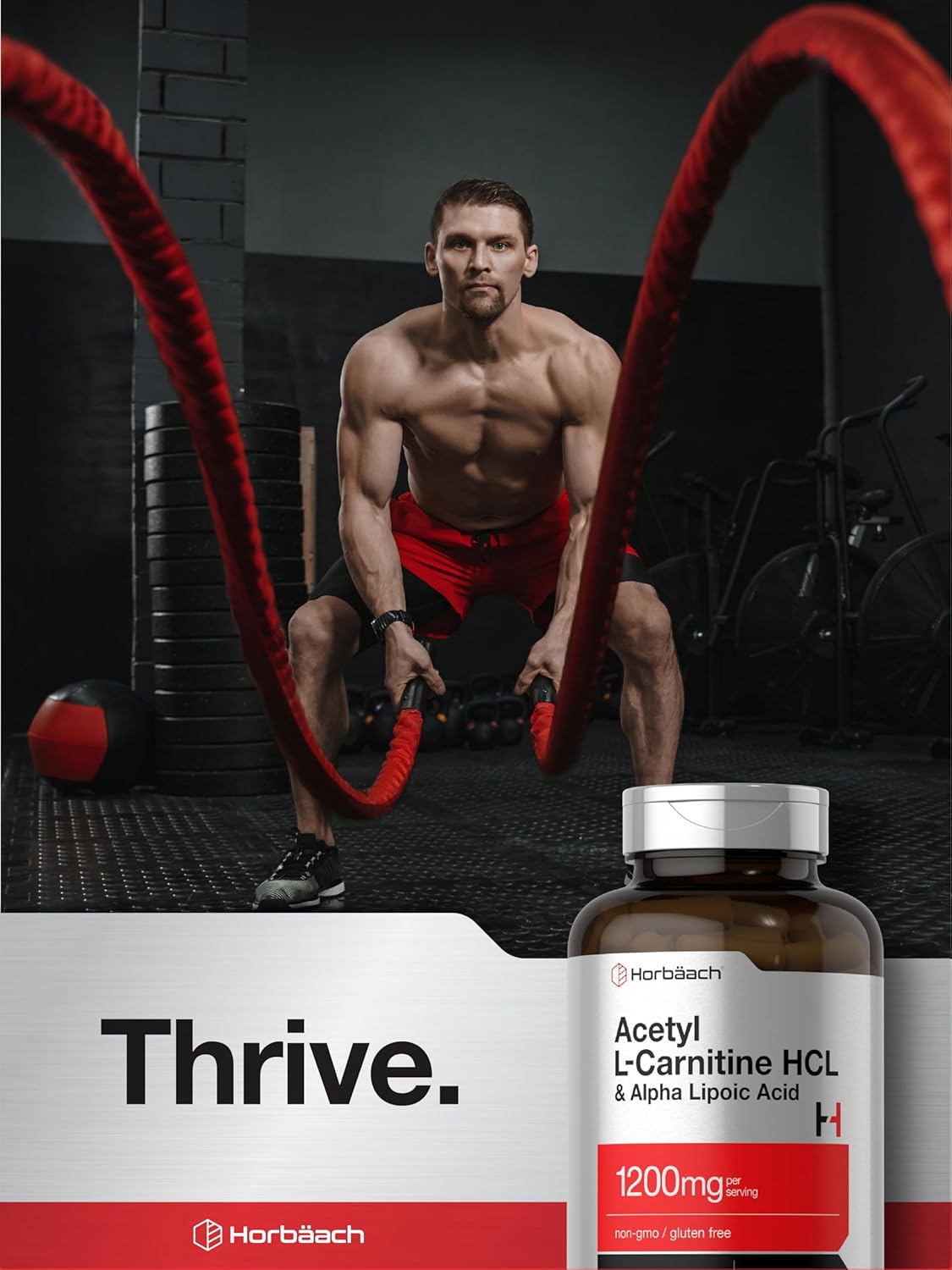 Horbaach Acetyl L-Carnitine HCL & Alpha Lipoic Acid 1200mg per serving 120 Capsules - Galeri