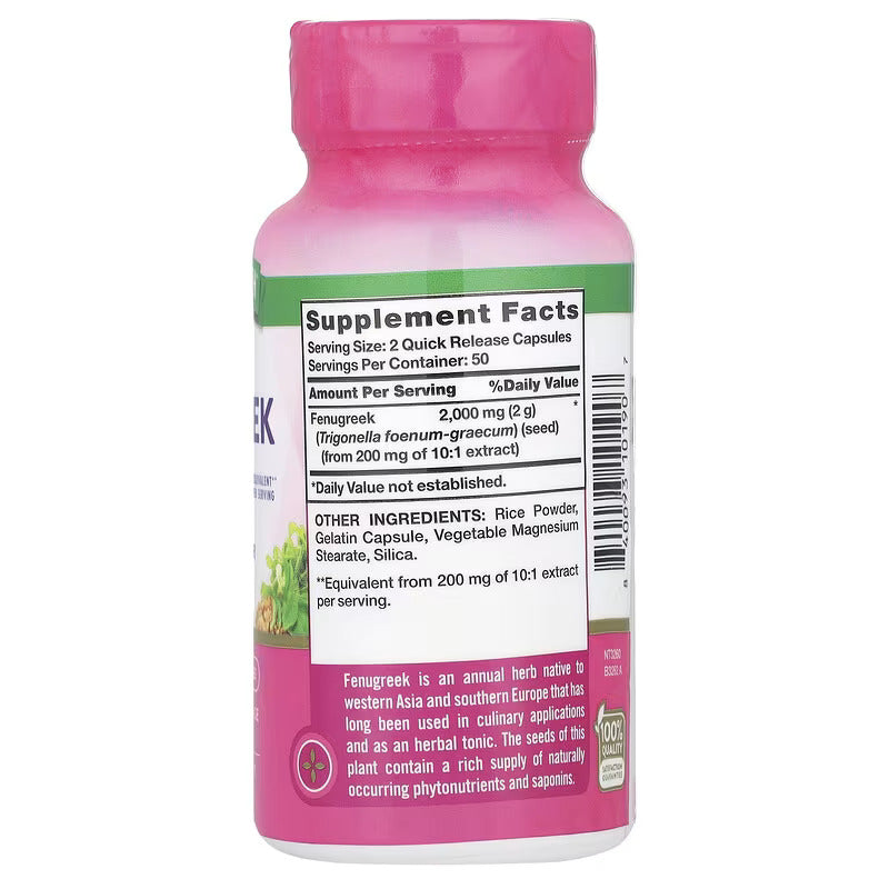Nature's Truth Fenugreek Çemen Otu 1,000 mg 100 Quick Release Caps - Galeri