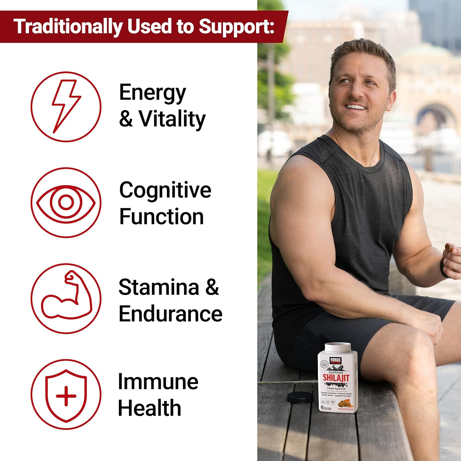 Force Factor Supreme Shilajit, Premium Himalayan Shilajit Trace Mineral Immune Health 60 Chews - Galeri