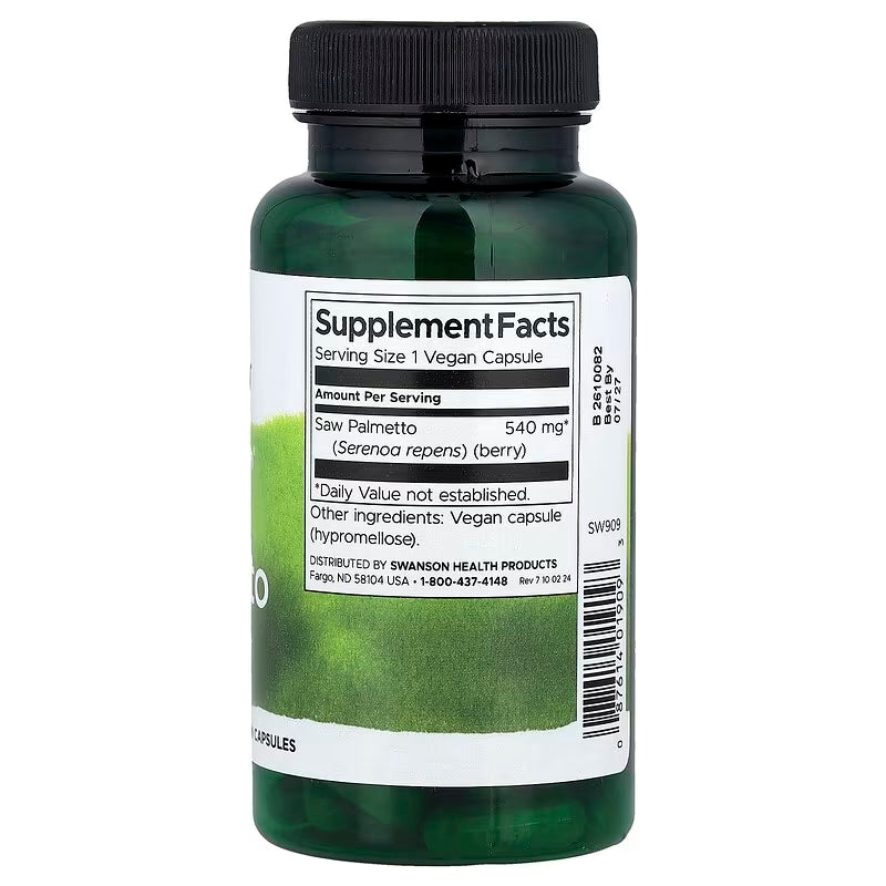 Swanson Full Saw Palmetto Prostate Health 540 mg 100 Vegan Caps - Galeri