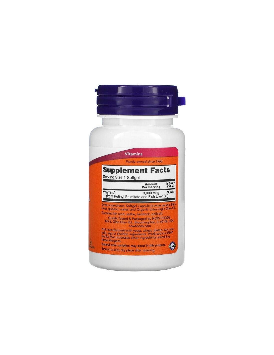 Now Foods Vitamin A 10,000 IU 100 Softgels - Galeri