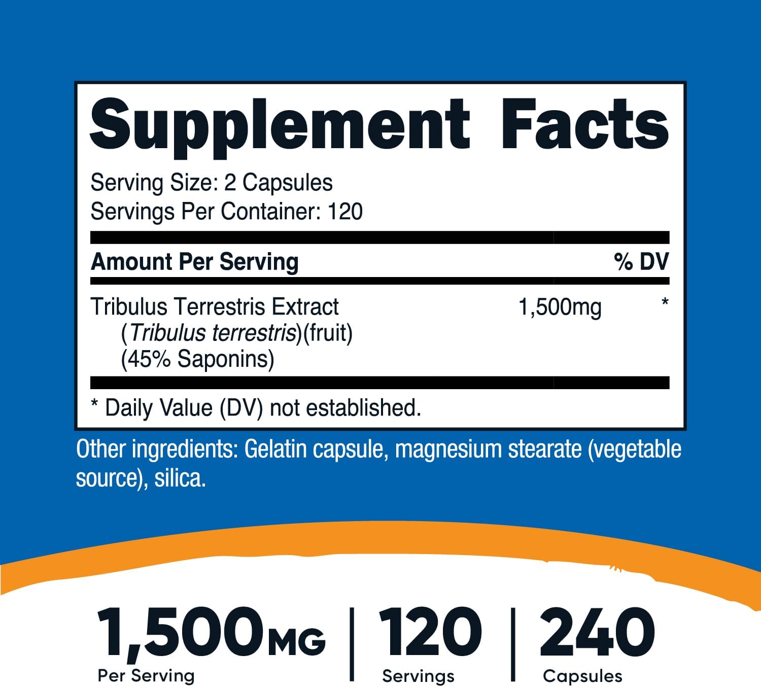 Nutricost Tribulus Terrestris Extract Men's Health 1500mg 240 Caps 45% Saponins 120 Servings - Galeri