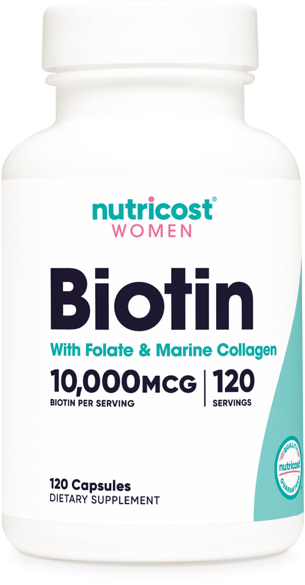 Nutricost Women Biotin With Folate & Marine Collagen Hair Skin & Nails 10,000 mcg 120 Capsules