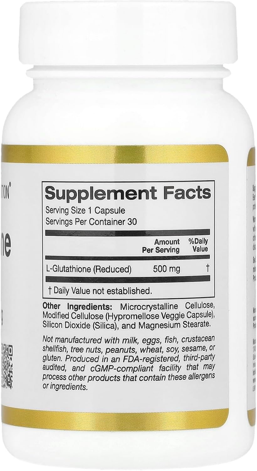 California Gold Nutrition L-Glutathione Glutatyon 500 Mg 30 Caps - Galeri