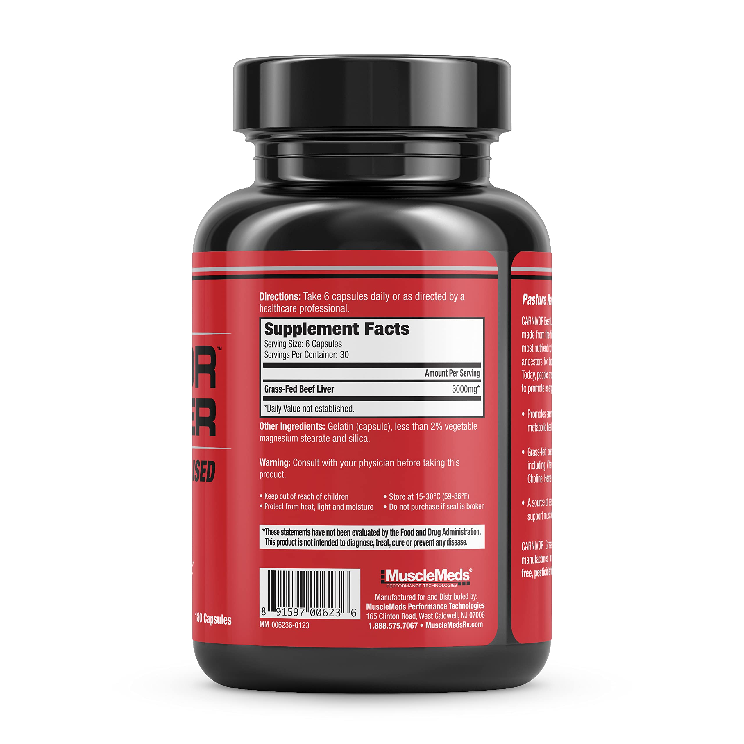 Musclemeds Carnivor Grass-Fed Beef LİVER (B1+LİV52+IRON+FOLATE+COPPER+CHOLİNE+AMİNO 180 Capsules - Galeri
