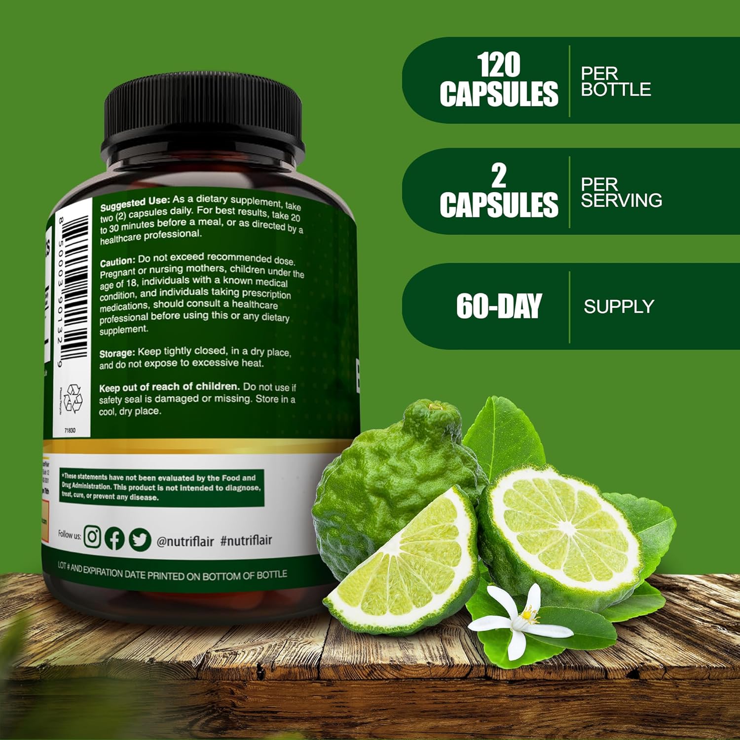 NutriFlair Organic Citrus Bergamot 1400mg 120 Caps - Galeri
