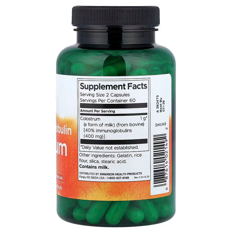 Swanson Vitamins High %40 Immunoglobulin Colostrum Immune Health 120 Caps - Galeri