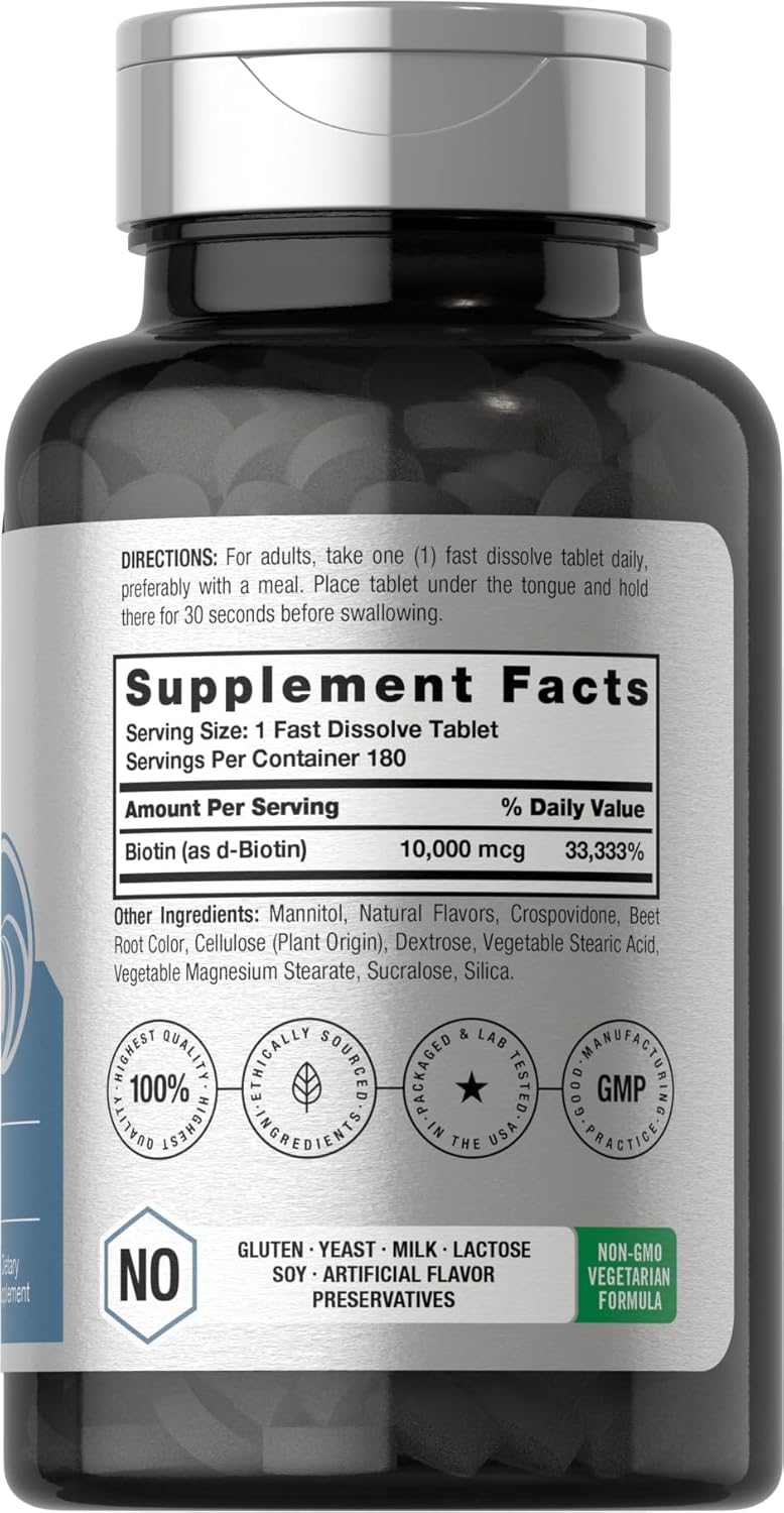 Horbäach Biotin Hair Skin Beauty 10000mcg Women & Men 180 Fast Dissolve Tablet - Galeri