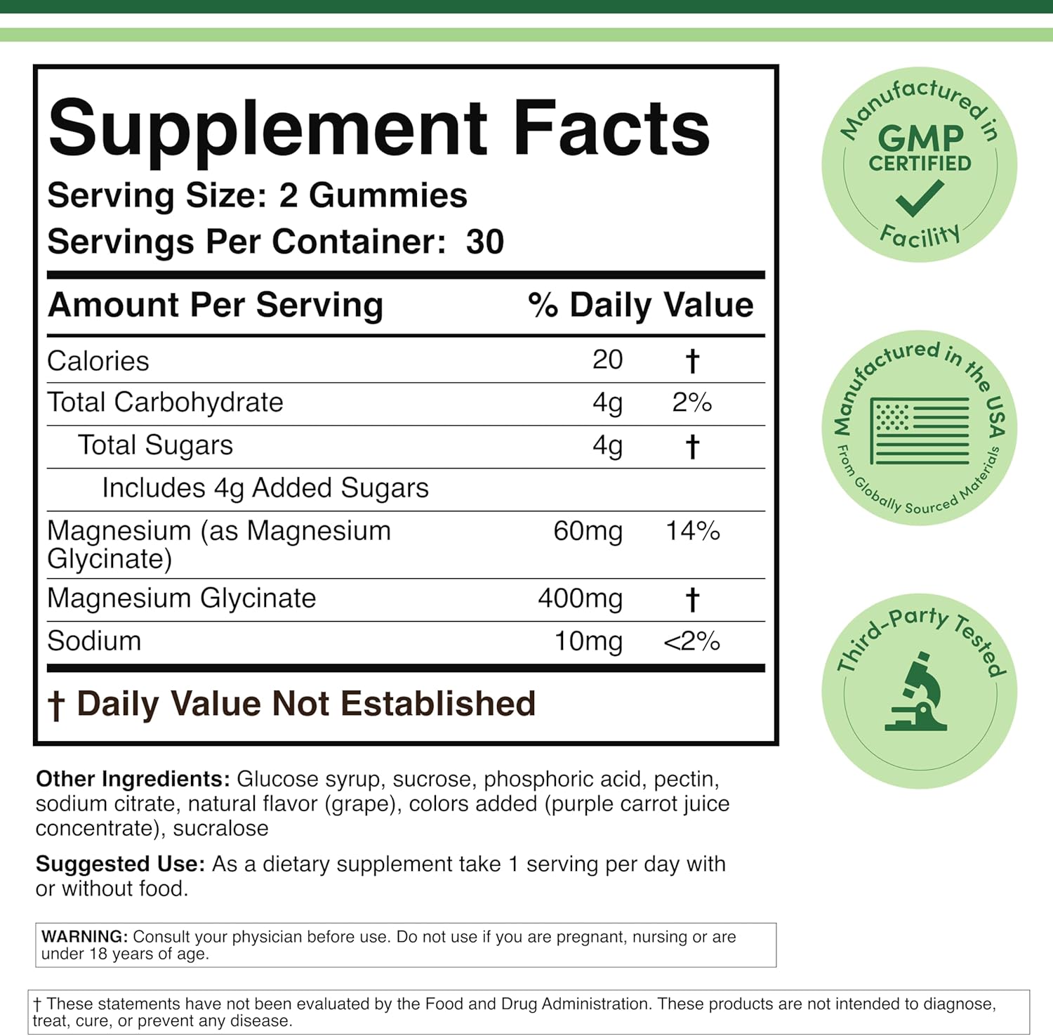 Double Wood High Magnesium Glycinate 400mg 60 Gummies - Galeri