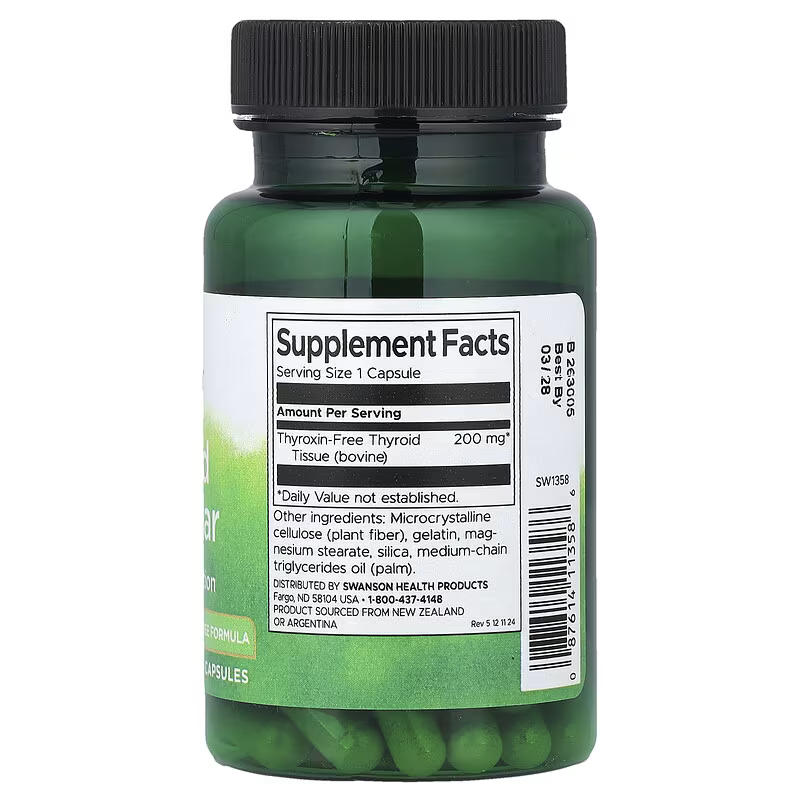 Swanson Thyroid Glandular 200 mg 60 Capsules - Galeri